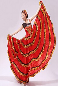 Volwassenen rode Flamenco jurk Spaanse Flamenco Dans Voor vrouwen Spaanse Senrite Flamenco Dancer Kostuum: 540 degrees / M