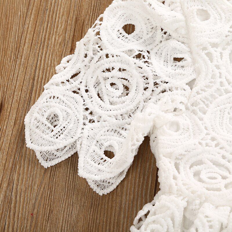 White Dress Summer Newborn Baby Girls Lace Floral Princess Dresses Formal Pageant Party Vestido Baby Clothes 0-24M