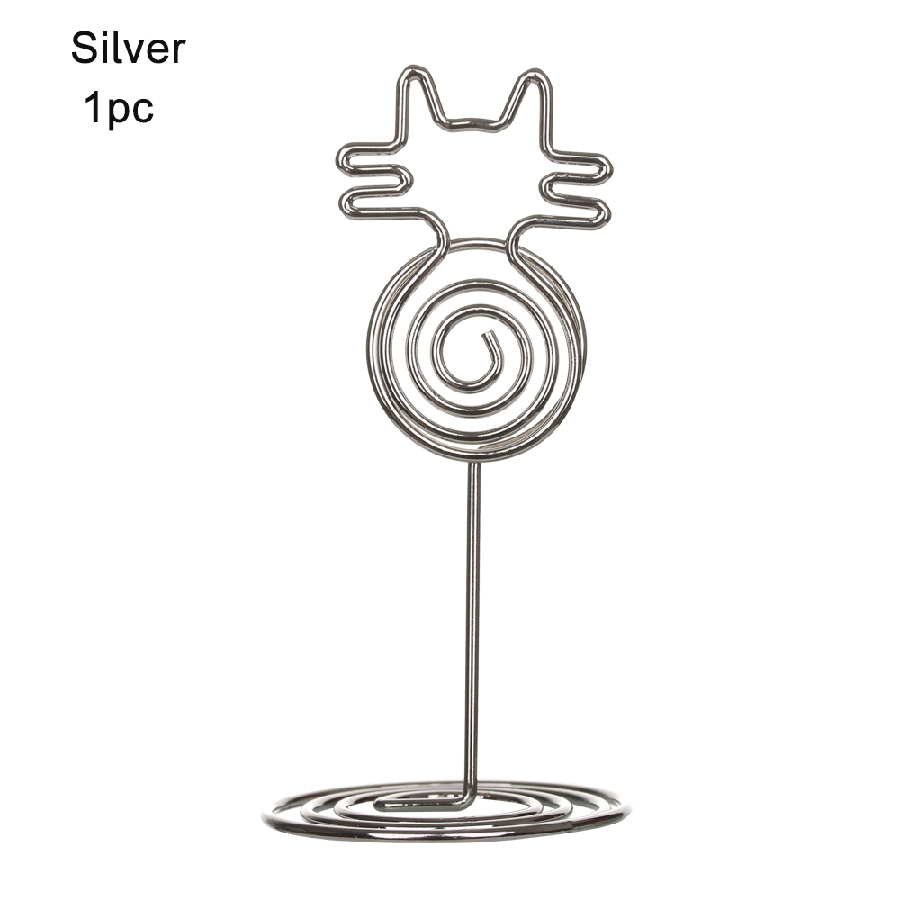 1PC Romantic Diamond Shape Photos Clips Holder Metal Clamps Stand Wedding Party Desktop Decorations Place Card Holder Supplies: Silver