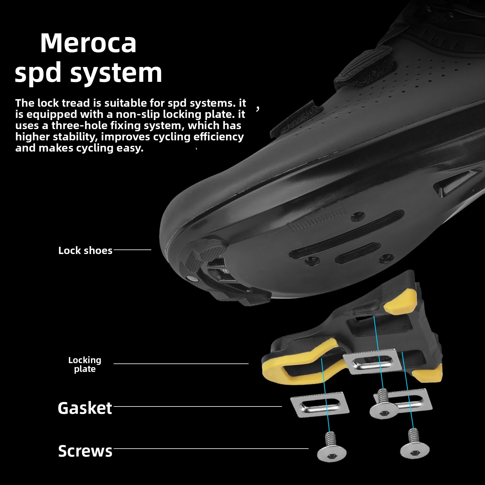 MEROCA fiets koolstofvezel slotpedaal drielager SPD slotpedaal concurrentiekwaliteit inclusief slotplaatset antislippedalen