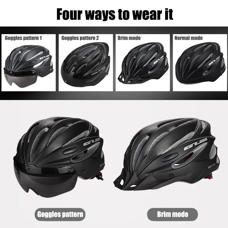 Mtb racefietshelm integraal gevormde fietshelm met vizier, brillenlens, ultralichte, veilige fietshelm voor heren en dames