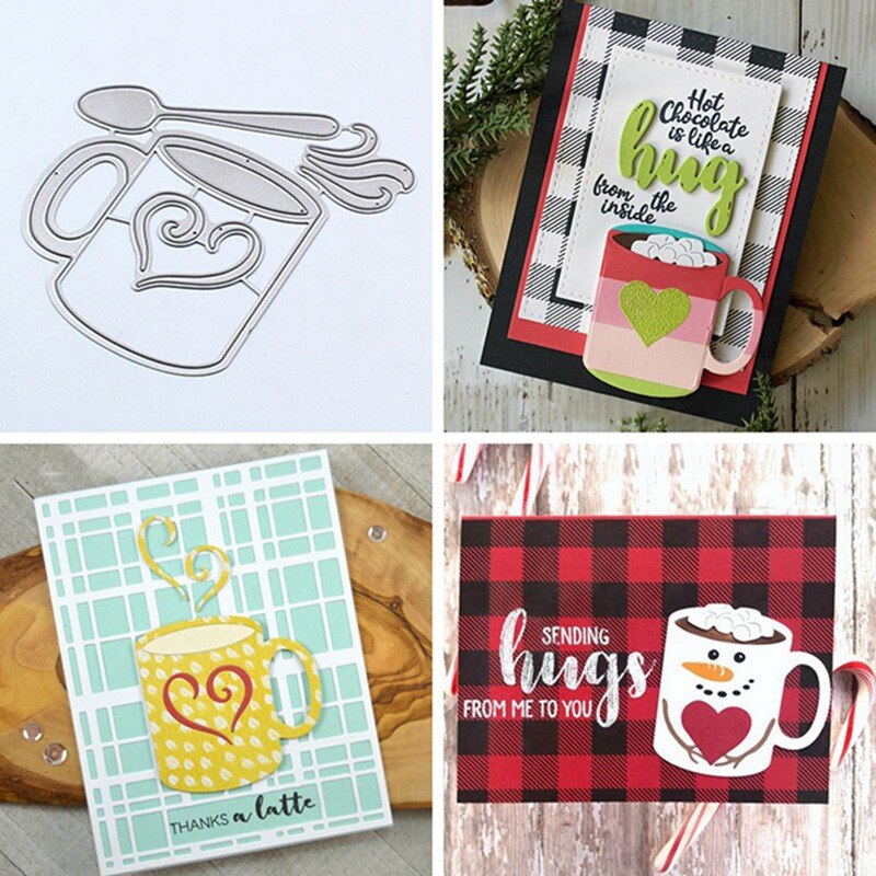 Kjærlighet hjerte kaffe te kopp bryllup album julekort håndverk dies diy preging metall kutte dies sjablonger for scrapbooking