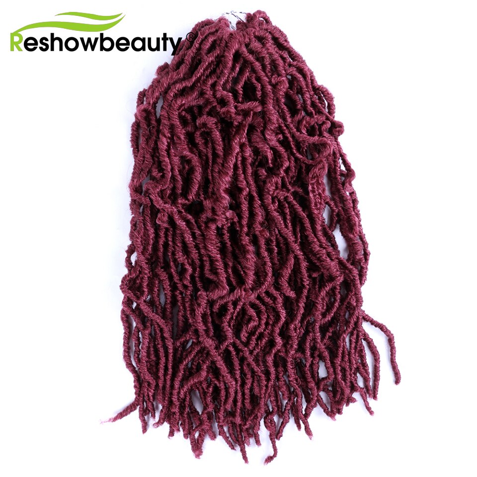 Synthetic Faux Locs Crochet Hair 24 Inch 110g Dreadlocks Crochet Braiding Hair 20 Strands/Pack Nu Faux Locs Braids Reshowbeauty: #Burgundy