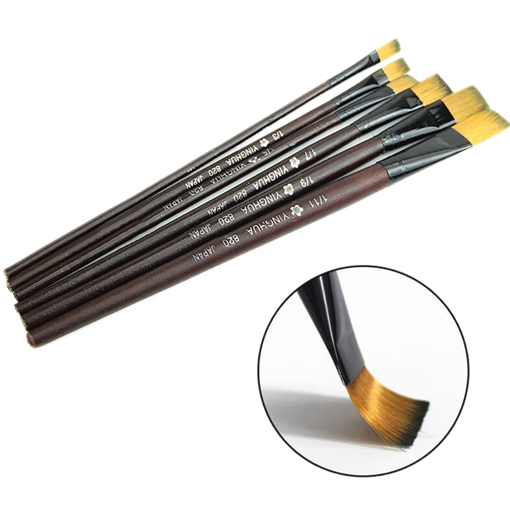 6 PCS/set Artist Paint Brush Oil Acrylic Paint Brush Artist Brushes Watercolor Brush Nylon Hair Drawing Tool Art for Supplies