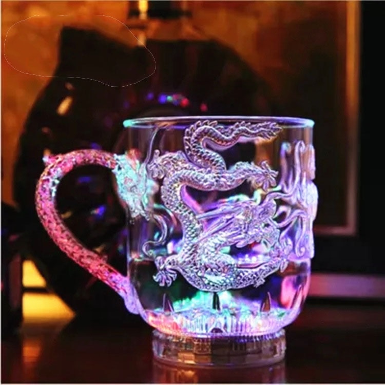 Plastic Glowing Glass Wine Beer Cup Dragon LED Mug Led Tumbler Rainbow Color Flashing Light