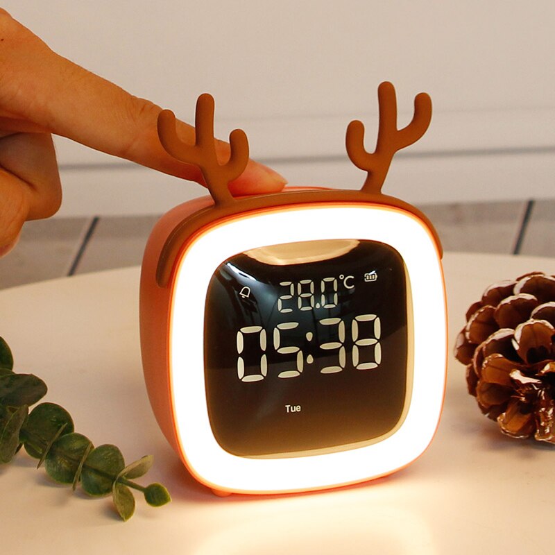 Kids Child Alarm Clock Sleep Training Clock Colorful Digital Wake Up Clock Temperature Snooze Timer Clock For Bedroom/Table/Desk