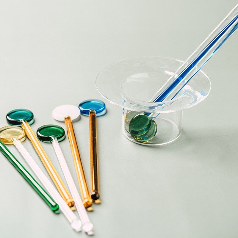 Cucharas de té de vidrio transparente, agitadores de vidrio para café, té, Espresso, resistentes al calor, sin tóxicos, cuchara de vidrio de borosilicato