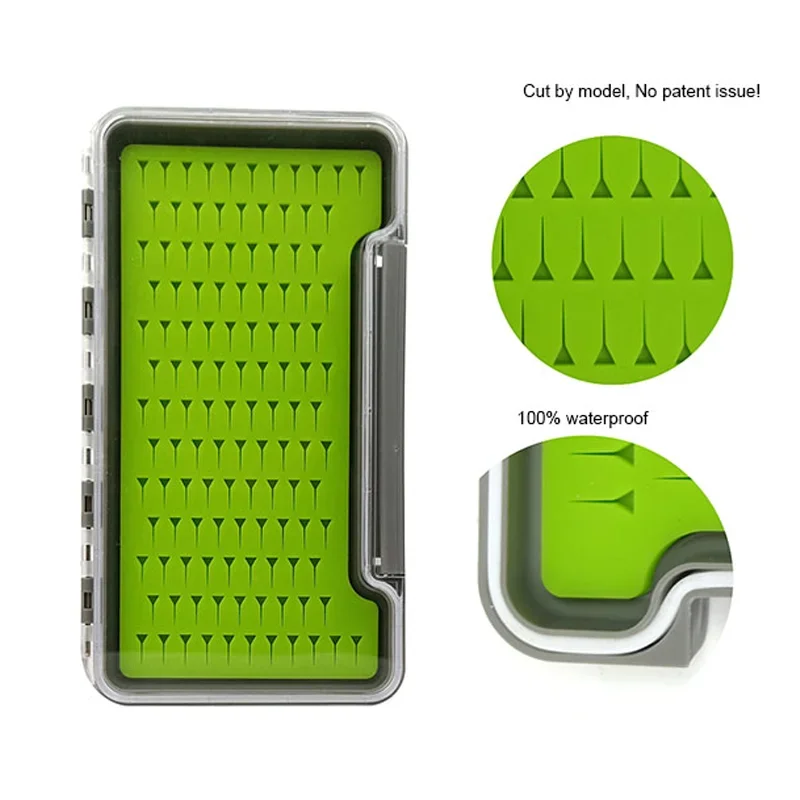Aventik Waterproof Fly Box Flies Storage Box Silicone Pad Transparent Portabale Fishing Box
