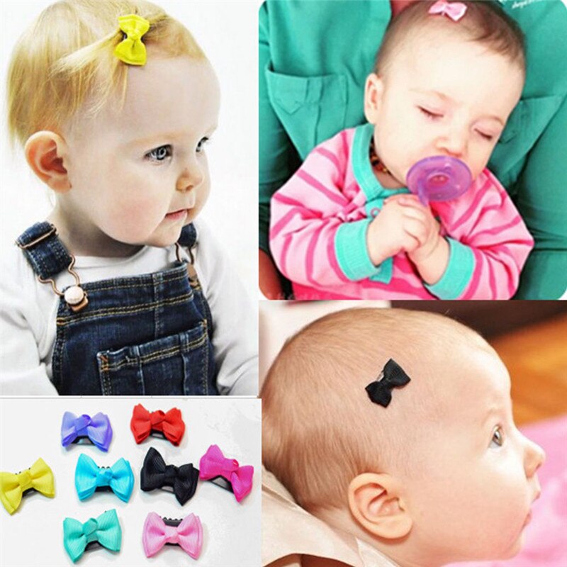 10Pcs Baby Meisje Haarspeldjes Boog Lint Haar Boog Mini Klink Clips Haar Clip Haarspelden Kids Haaraccessoires