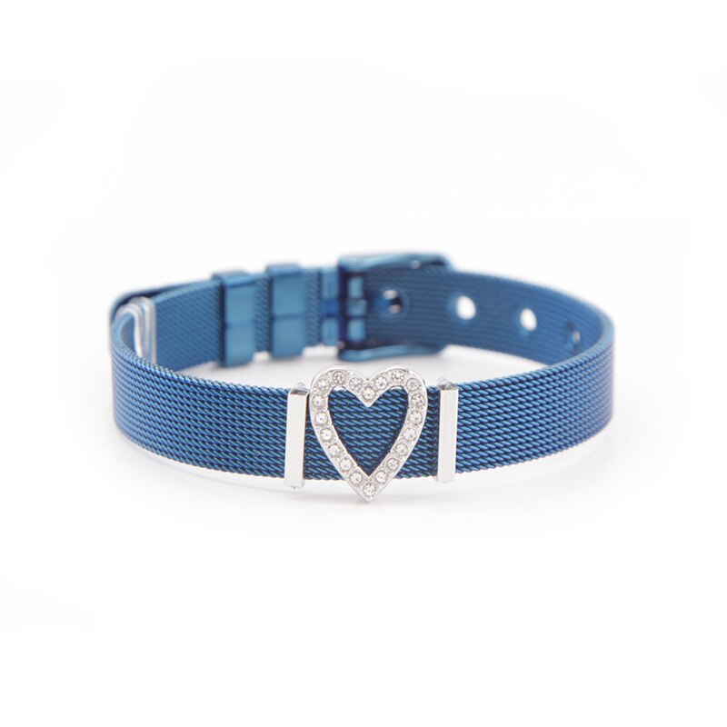 Somsoar Jewelry Color Mesh Bracelet Set with Heart Slide Charms Stainless Steel Bracelet as Valentine's day