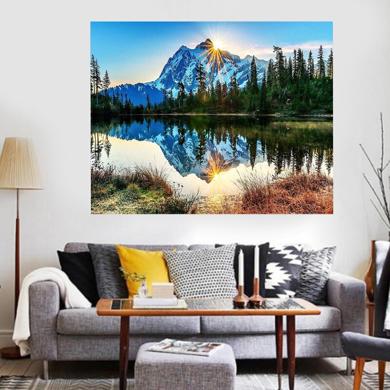 Paint By Numbers Kits for Adult, DIY Canvas Painting for Adults Beginner -Silent Mountain Lake