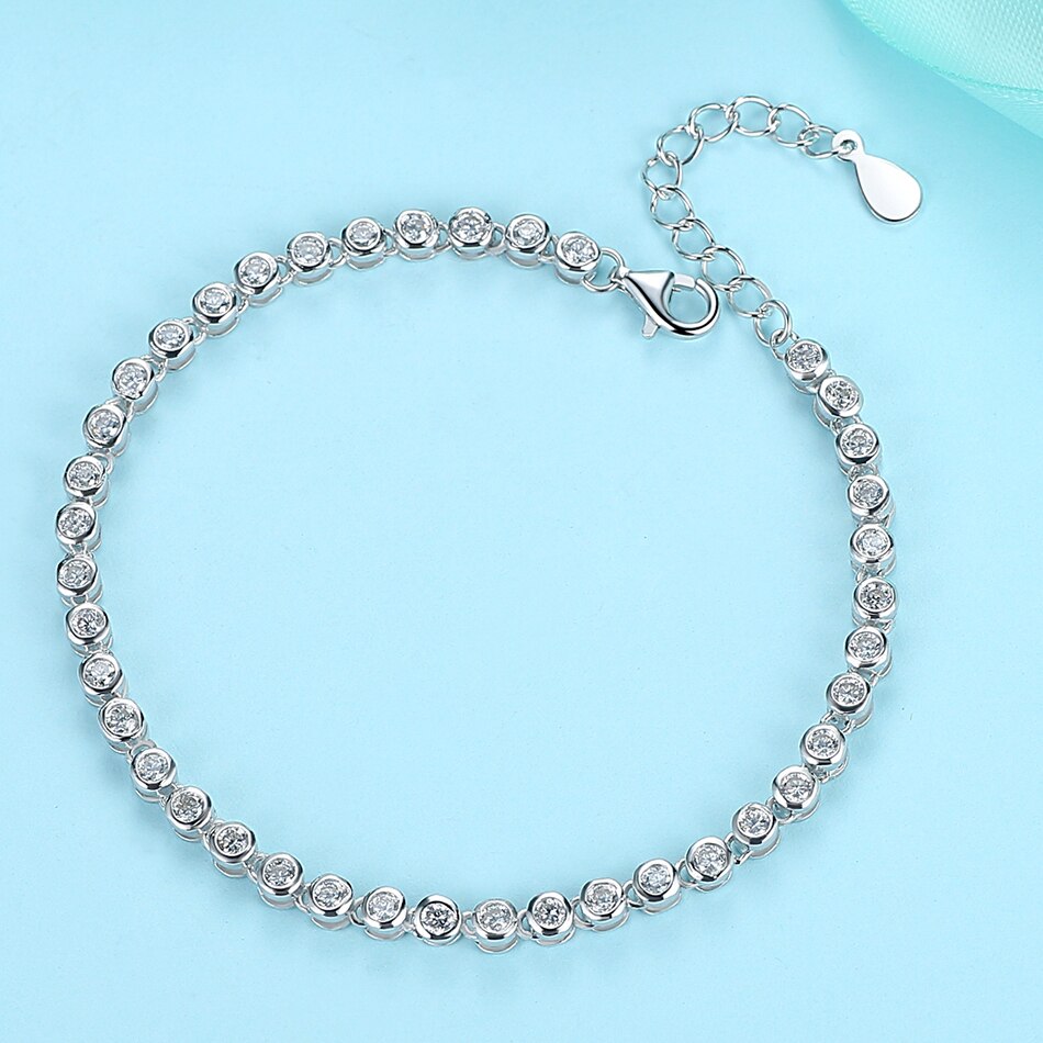 Thanksgiving 925 Sterling Silver Tennis Bracelet & Bangle with CZ For Women Link Chain Bracelets Luxury Jewelry