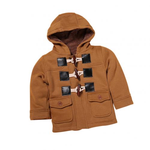 Cute Winter Warm thick Baby Boys Kids Hooded Coat Cotton Zipper Hooded Cotton Jacket Clothes Outerwear Duffle Winter Warm Coat: 90cmBrown