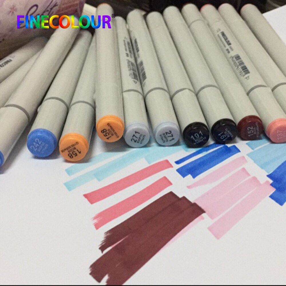 Finecolour EF101 rotuladores de tinta con base de Alcohol de doble cabeza, para dibujar Manga, rotulador artístico barato, 2/3 colores, 1/160 Uds.