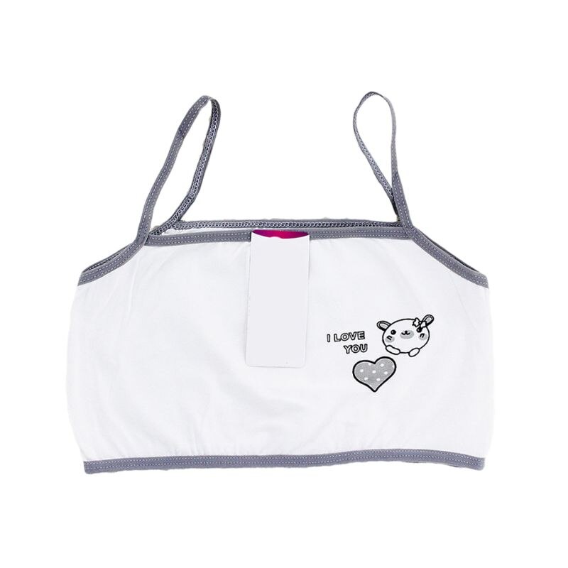Puberteit Jonge Meisjes Training Beha Cartoon Bear Heart Print Katoenen Ondergoed 6-14T 24BE: Gray