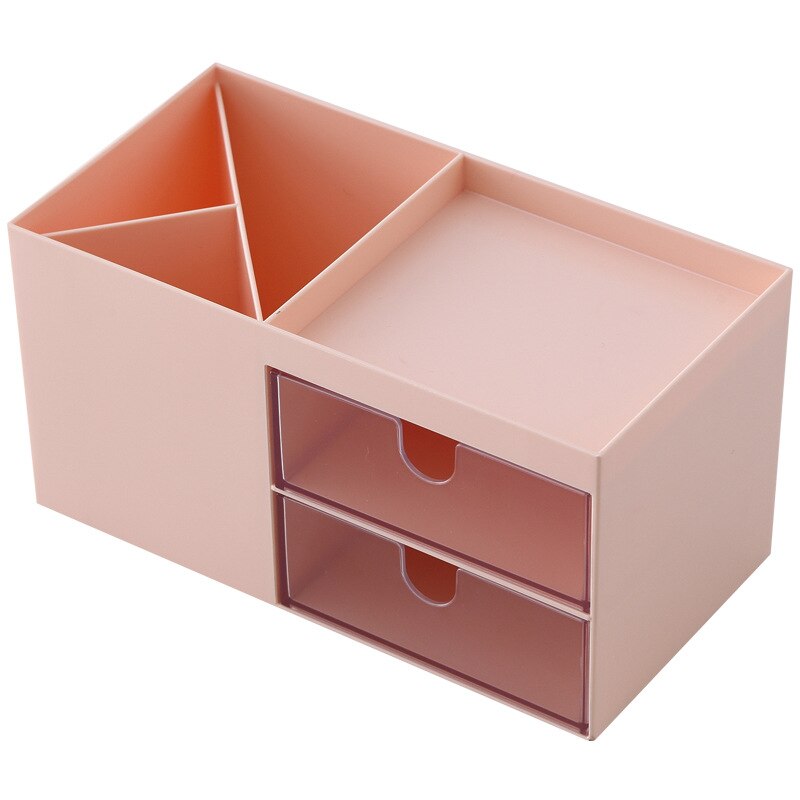 Grande capacidade caixa de armazenamento cosméticos maquiagem gaveta organizador jóias unha polonês maquiagem recipiente desktop sundries caixa de armazenamento: Pink