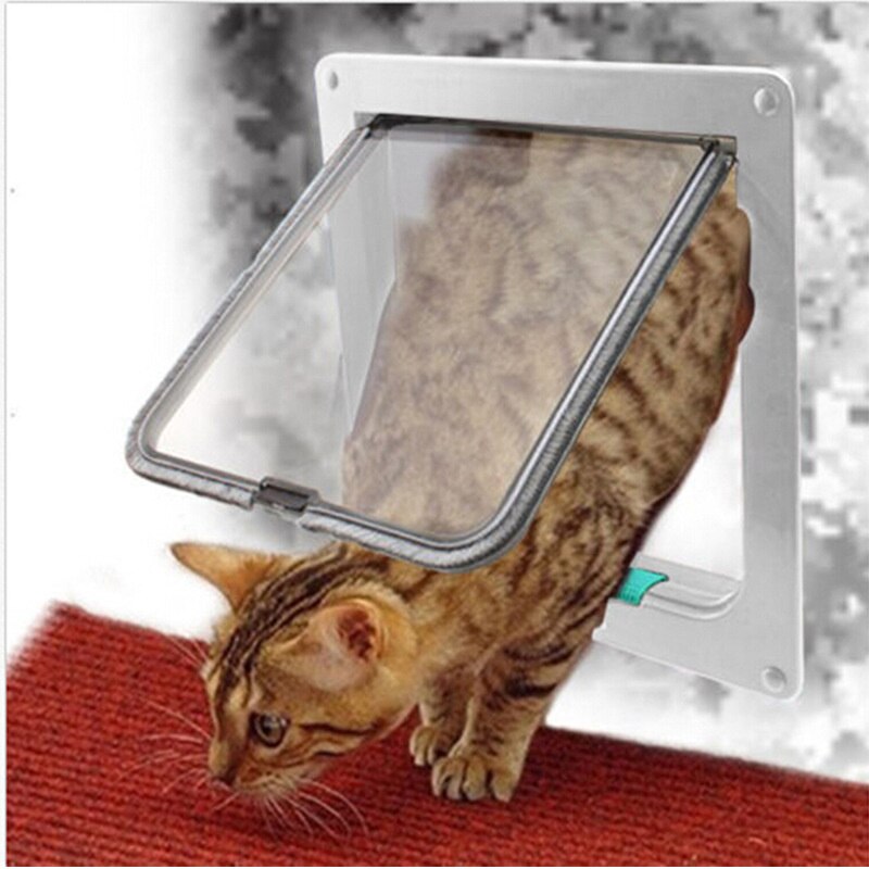 Puerta abatible para perros y gatos con cerradura de seguridad de 4 vías, puerta abatible para perros, gatos, gatitos, Kit de puerta pequeña de plástico ABS para mascotas, puertas abatibles para gatos y perros