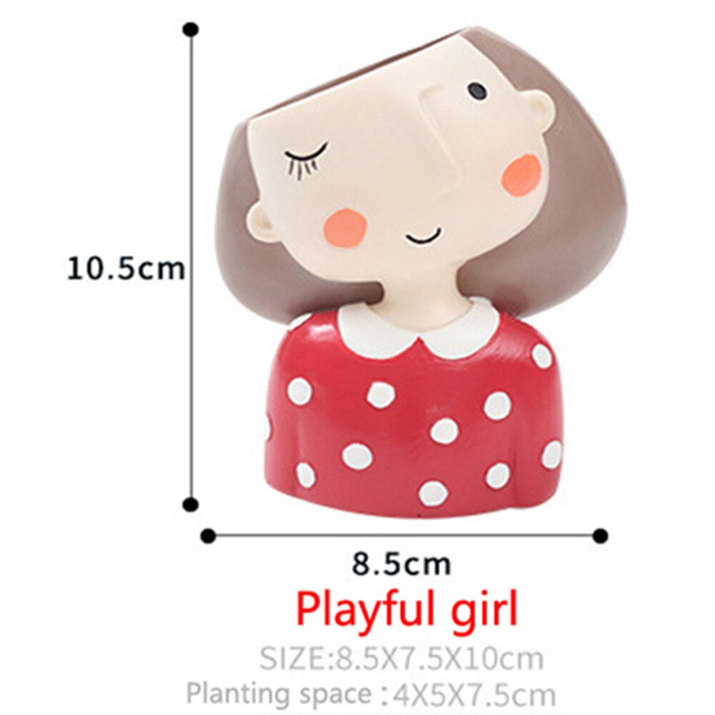 ESTATUILLA con cabeza para niña, maceta de resina para plantas suculentas, maceta para cultivo de plantas de jardín, adornos decorativos de Mesa para el hogar: P