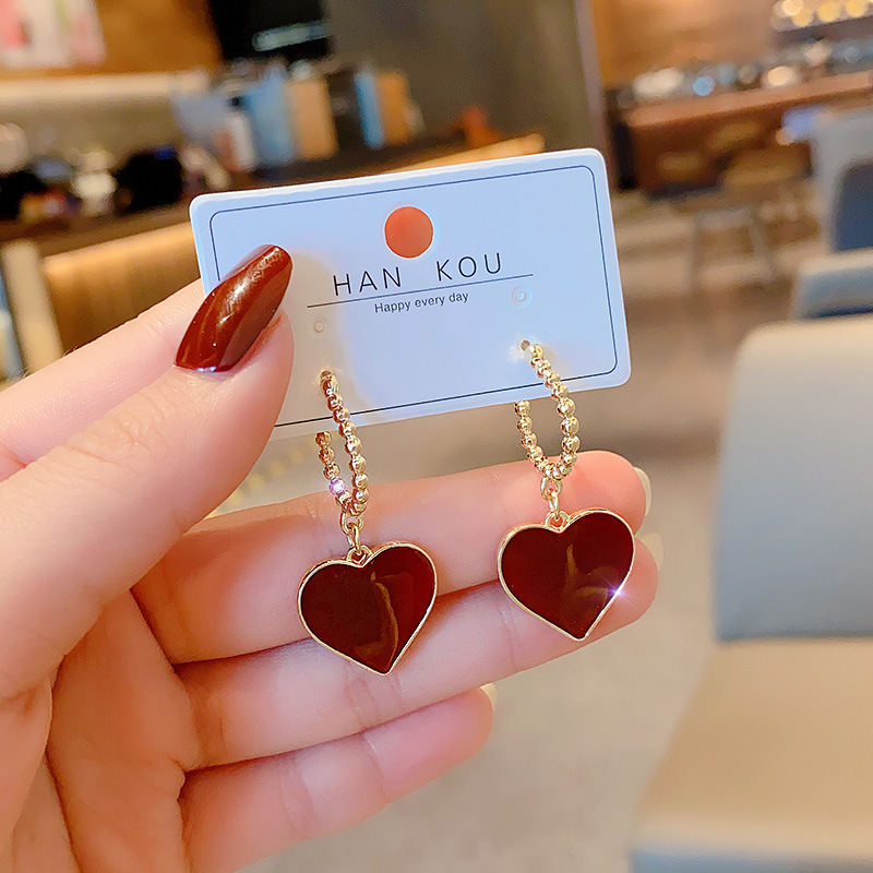 Brincos de gota bonitos em forma de coração feminino vintage moda verde e branco amor pendientes brincos para mulheres jóias presentes: orange
