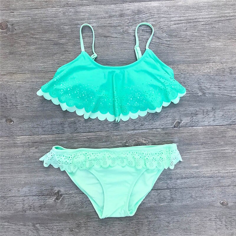 Baby Meisje Badpak Ruches Hollow Twee Stukken Bikini Kinderen Badmode Voor Meisjes Peuter Kinderen Beachwear Kostuum Kleding