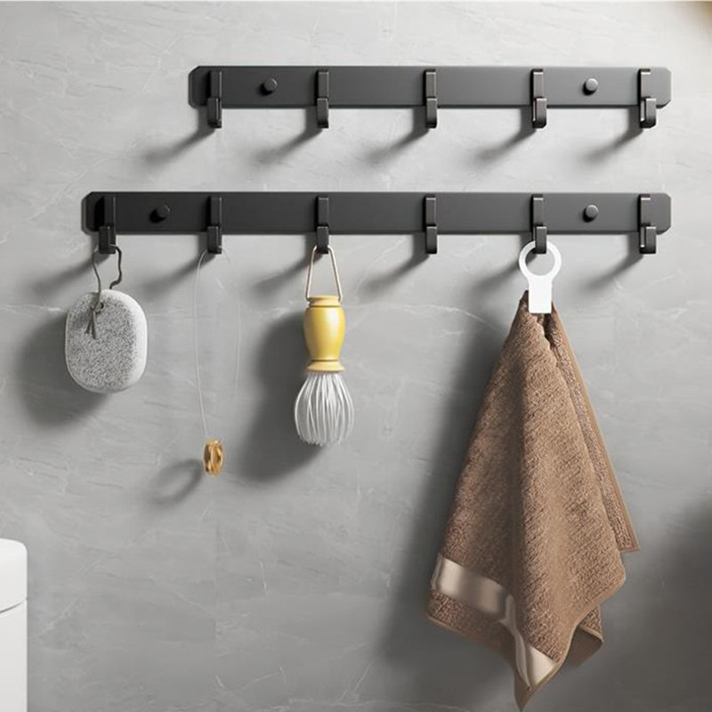 Ganchos negros de pared para colgar ropa, colgador de toallas de baño, perchero para puerta, abrigo, llave, gancho para ahorrar espacio, accesorio de cocina