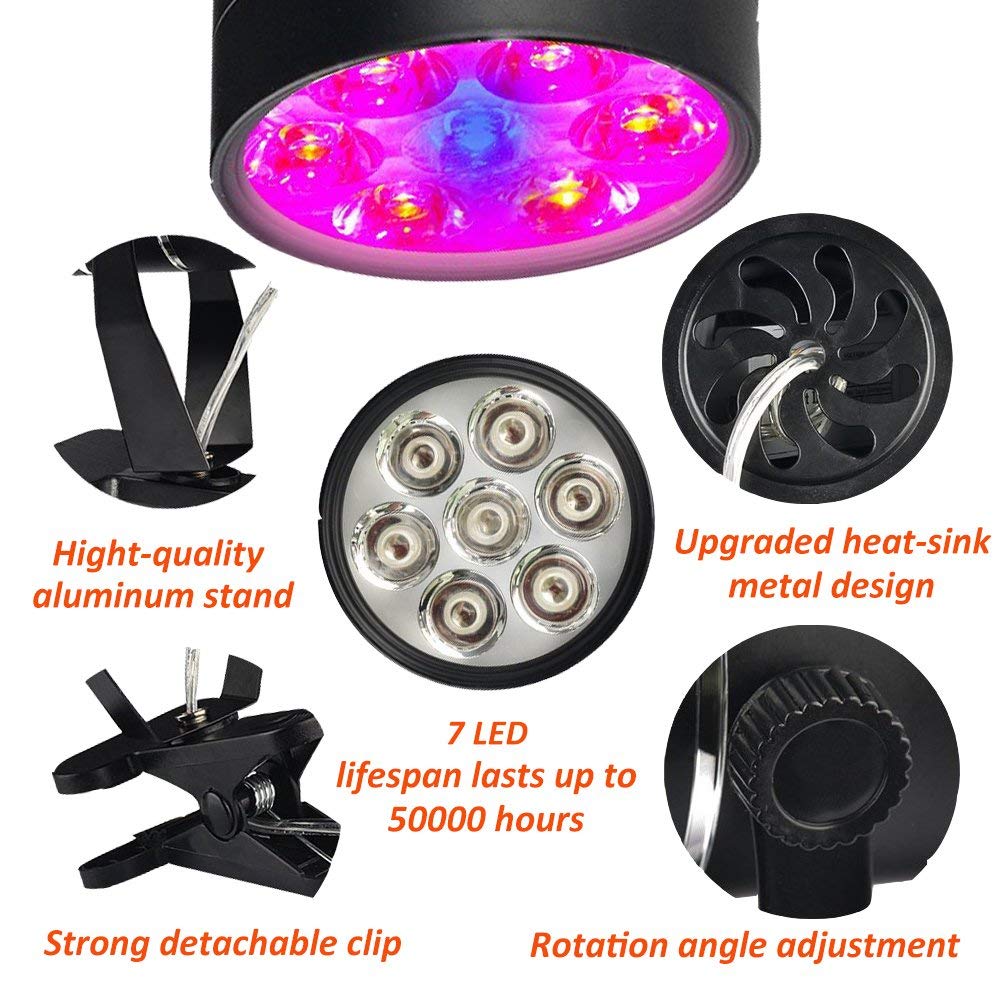 LED Grow Lamp Spectrum 7 W Verstelbare Plant Licht Flexibele Klem Base voor Indoor Planten Lamp voor Tuin Kas organische