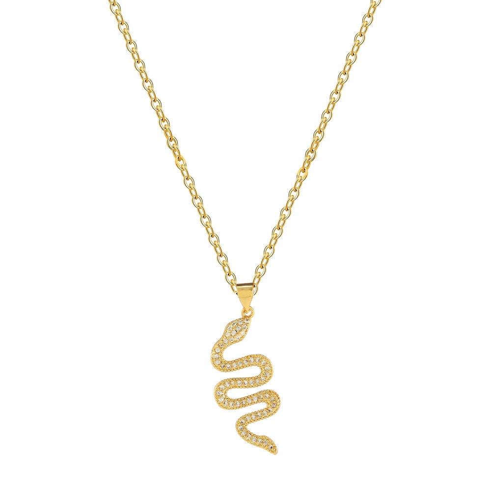 Rainbow CZ snake Gold Necklace For Women Zirconia snake Pendant Long adjustable Chain women's Necklace Charm Jewelry: snake10