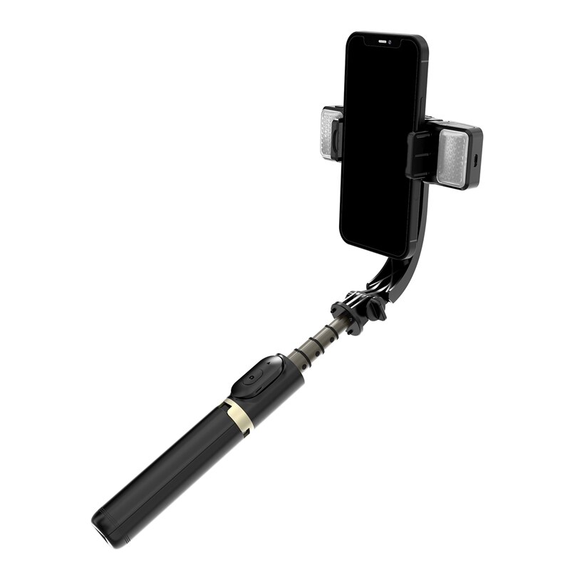 Kabelloser bluetooth-selfie-stick mit doppelter aufhellbeleuchtung, stabilisator, anti-shake-funktion und multifunktionaler handyhalterung für ios und android