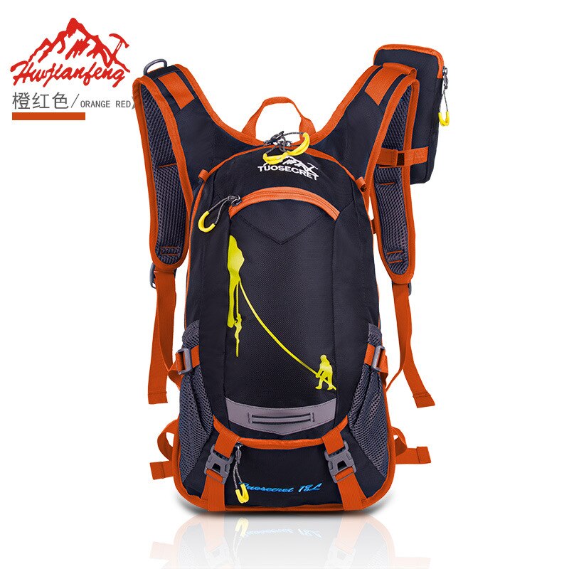 Outdoor mountainbike rugzak toerisme reizen fietsen rugzak waterdichte bergbeklimmerstas met helmnet 18l: Oranjerood / Ander