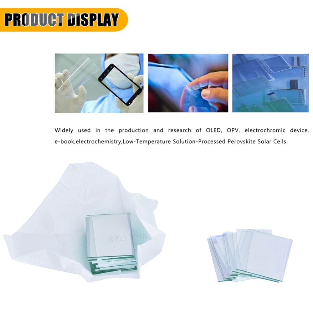 50 x 50 x 1.1mm < 10 ohm /sq 10 st lab transparent ledande glas indium tennoxid ito glasbelagt glas