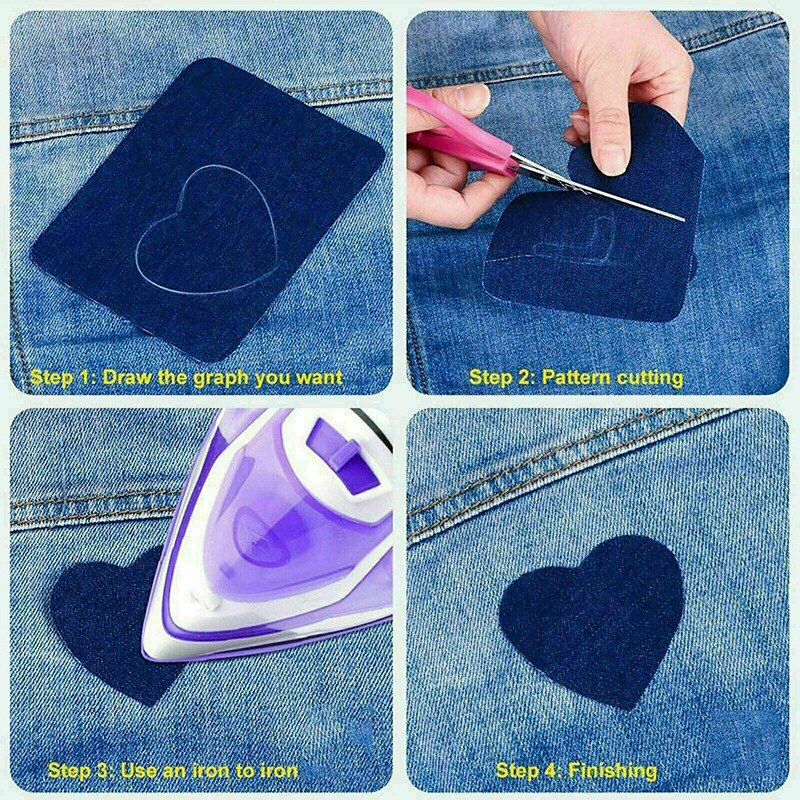 20/25PCS DIY Iron On Denim Fabric Patches Clothing Jeans Self Adhesive Repair Kit Household DIY Apparel Sewing
