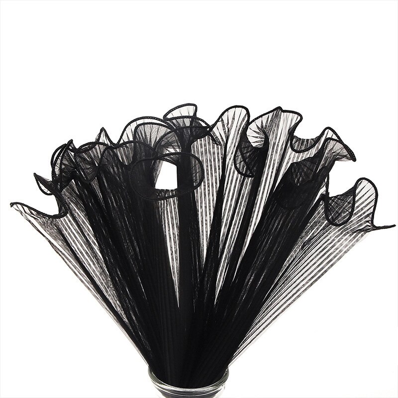 Gasa de envoltura de 28cm x 4,5 yardas, malla ondulada, material de embalaje de flores, gasa rosa, paquete floral, suministros para decoración del hogar: black