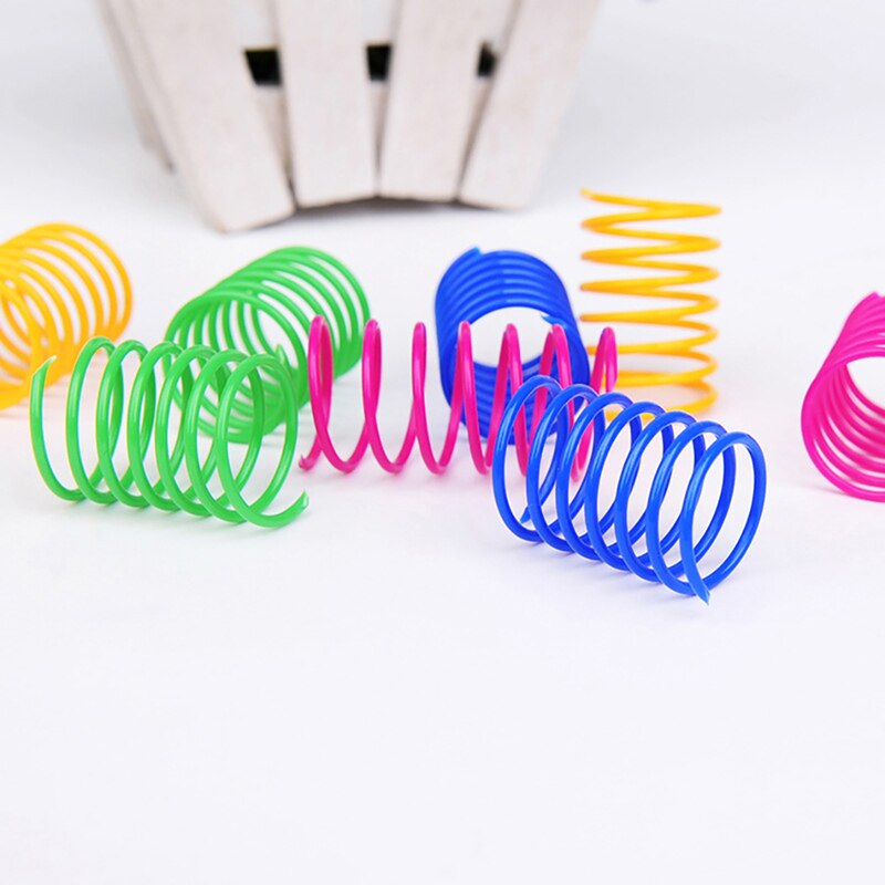 Resorte de plástico para gato, muelle en espiral de colores para mascotas, interactivo juguete duradero y Flexible, herramienta para mascotas, 20 Uds.