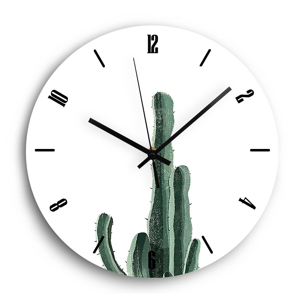 Plante digital vægur moderne lydløs kvarts kaktus stue dekorativ akryl ur på væggen ur hjem indretning: Yakel 0184