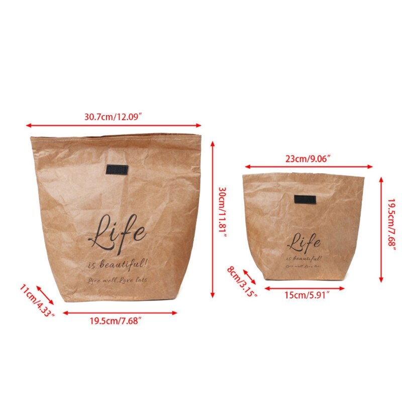 Kraft Paper Snack Lunch Bags Reusable Insulated Thermal Merchandise Grocery Bag