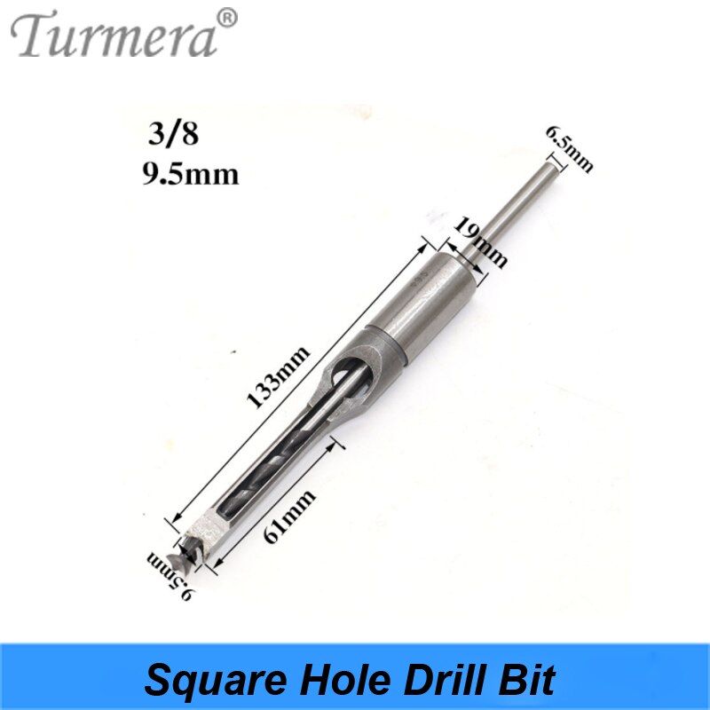 Turmera 1/4 to 1/2 Square Hole Drill Bit 45 Steel Mortising Drilling Woodworking Tools for Drill Square Opening Screwdriver 7PCS: 9.5mm