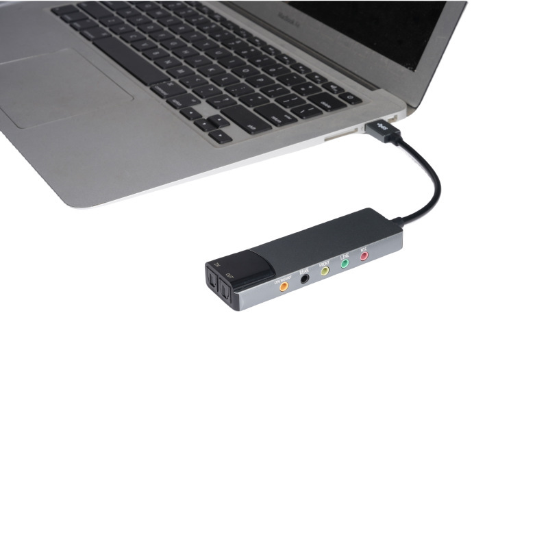 Usb Sound Card High Usb Fiber Optic Spdif Sound Card for Computer External Multifunction Support Ac-3 Dts-compatible 5.1: GRAY