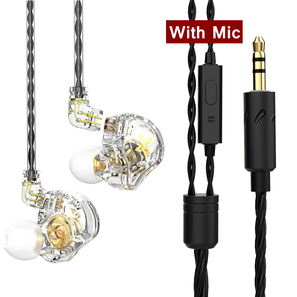 QKZ AK6 MAX miedziany sterownik słuchawki cześć-fi muzyk wymienny kabel przewodowe słuchawki z mikrofonem zestaw słuchawkowy stereofoniczny Gamer fone: biały z Mic