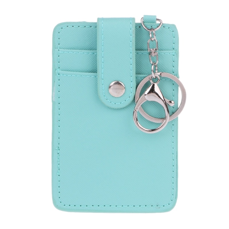 Unisex Colors Portable ID Card Holder Bus Cards Cover Case Office Work Key Chain Key ring Tool