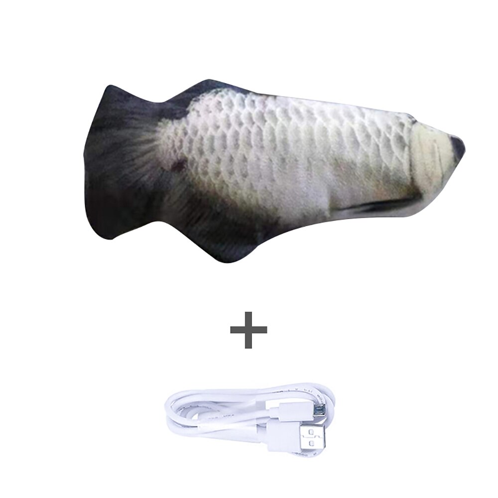 Drôle interactif animaux oreiller électrique Wagging poisson chat jouet cataire Kicker jouets mâcher morsure coup de pied électrique mobile poisson chat jouet réel: SilverArowana