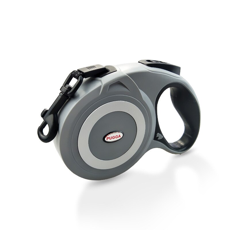 Pugga 5m / 8m flexi hondenriem, intrekbare hondenriem, trekkoord voor honden, automatisch uitschuifbaar, reflecterende wandelhondenriemen: Grijs / 5m