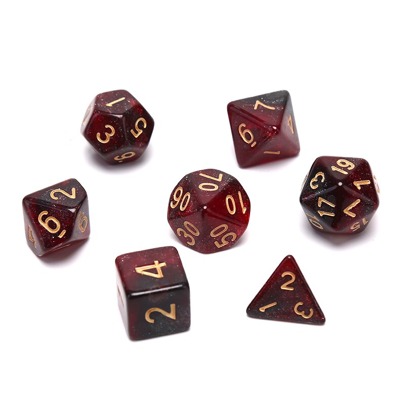 7 Stks/set Sterrenhemel Dobbelstenen Digitale Dice Game Polyhedral Multi Zijdige Acryl: RB