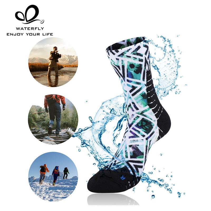 WATERFLY A Pair Waterproof Breathable Socks For Men Women Hiking Skiing Fishing Unisex Outdoor Sports Seamless Socks Warm