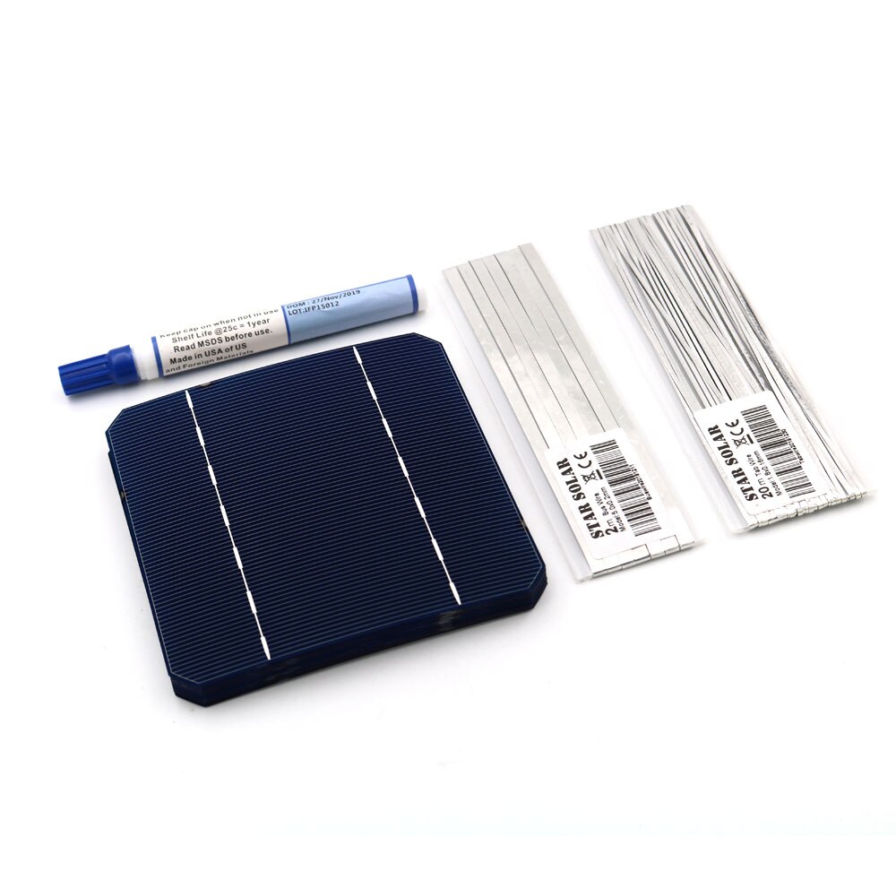 Mono solcellepanel diy 400 350 300 250 200 150 100 w watt oplader kit monokrystall solcelle tabbing wire samleskinne flux pen 125 156