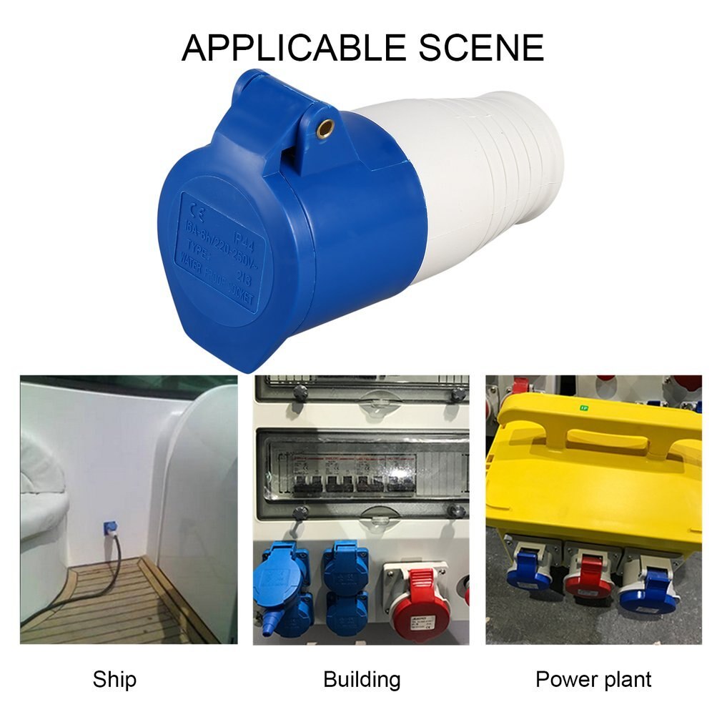 Blue 240V 16 Amp 3 PIN Industrial Site Plug & Wall Socket Waterproof IP44 Plug Connector Socket 2P+Earth Male/Female