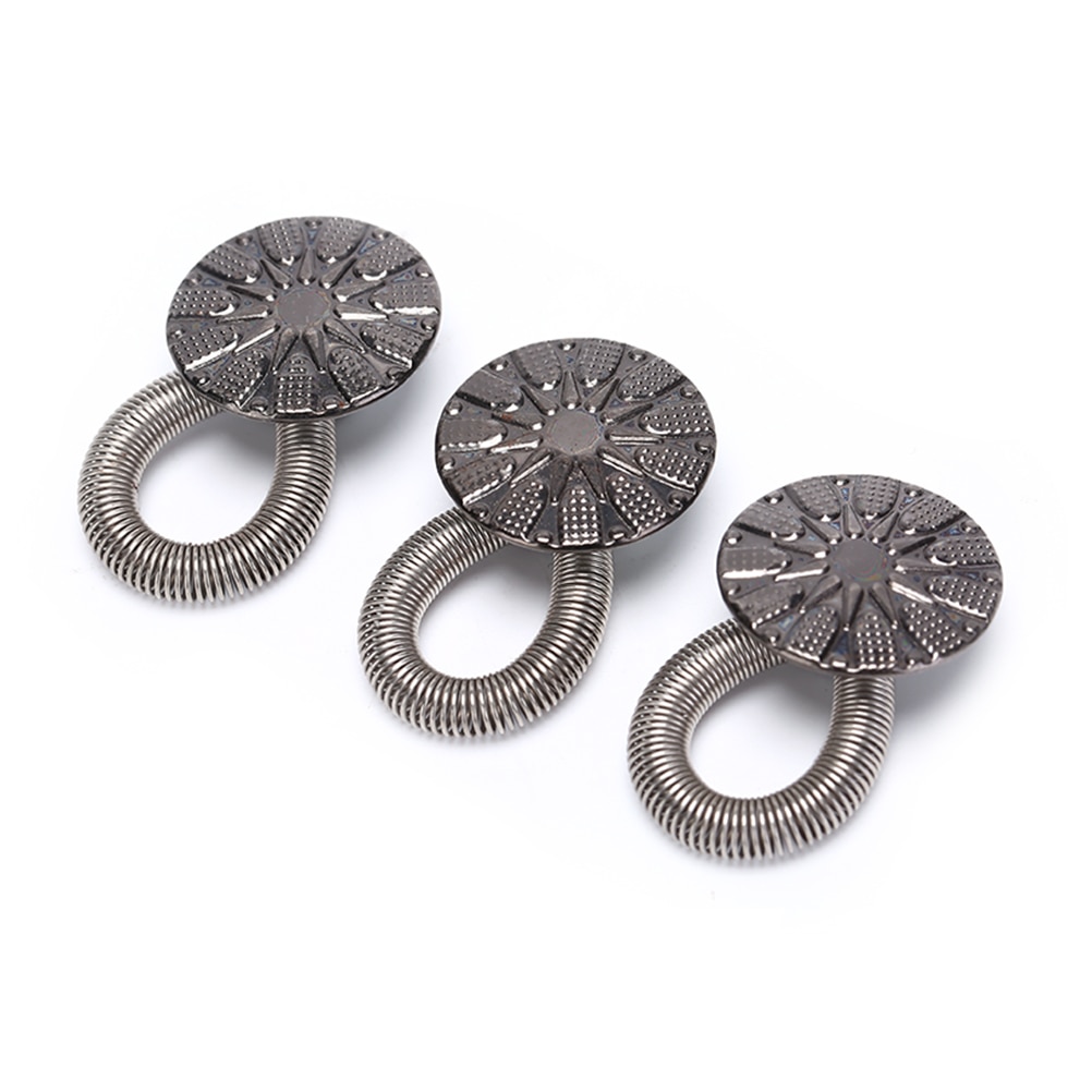 6 st/lot metall justerbar midjeförlängare byxor stretch knapp instant fix metall elastisk expander