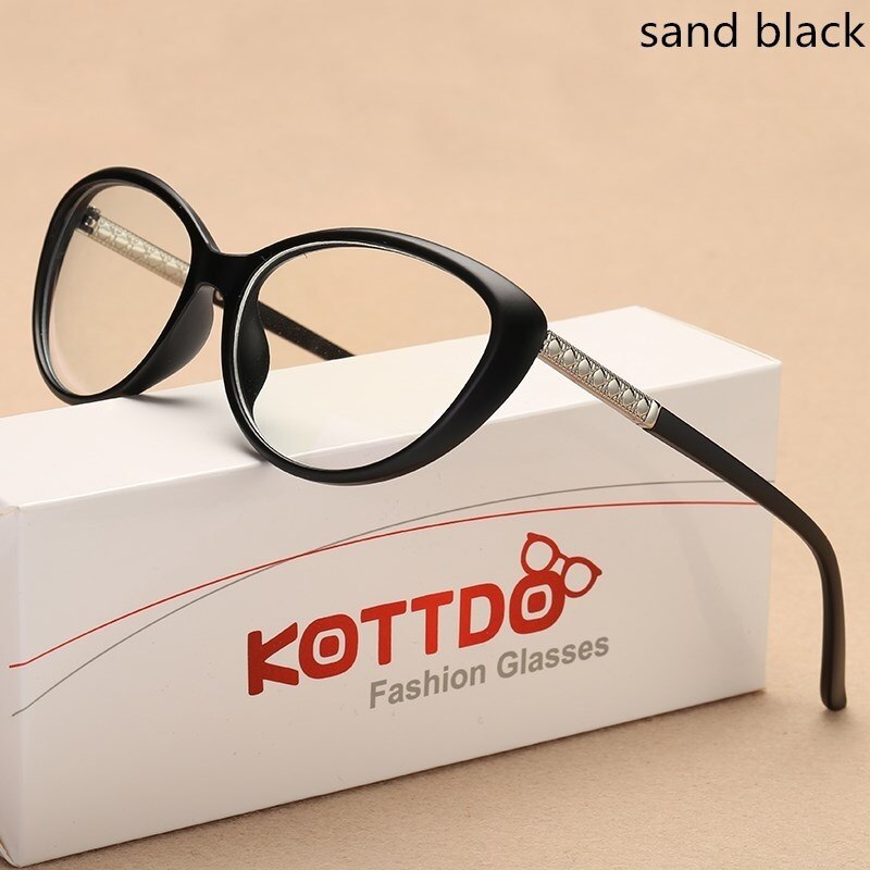 KOTTDO-gafas con de ojo de gato para hombre y mujer, lentes ópticas graduadas, montura: matte black