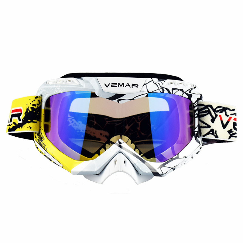 VEMAR Goggles Motorcycle Protective Gears Flexible Cross Helmet Face Mask Motocross Goggles Dirt Bike UTV Eyewear Gear Glasses: QU1026-Yellow