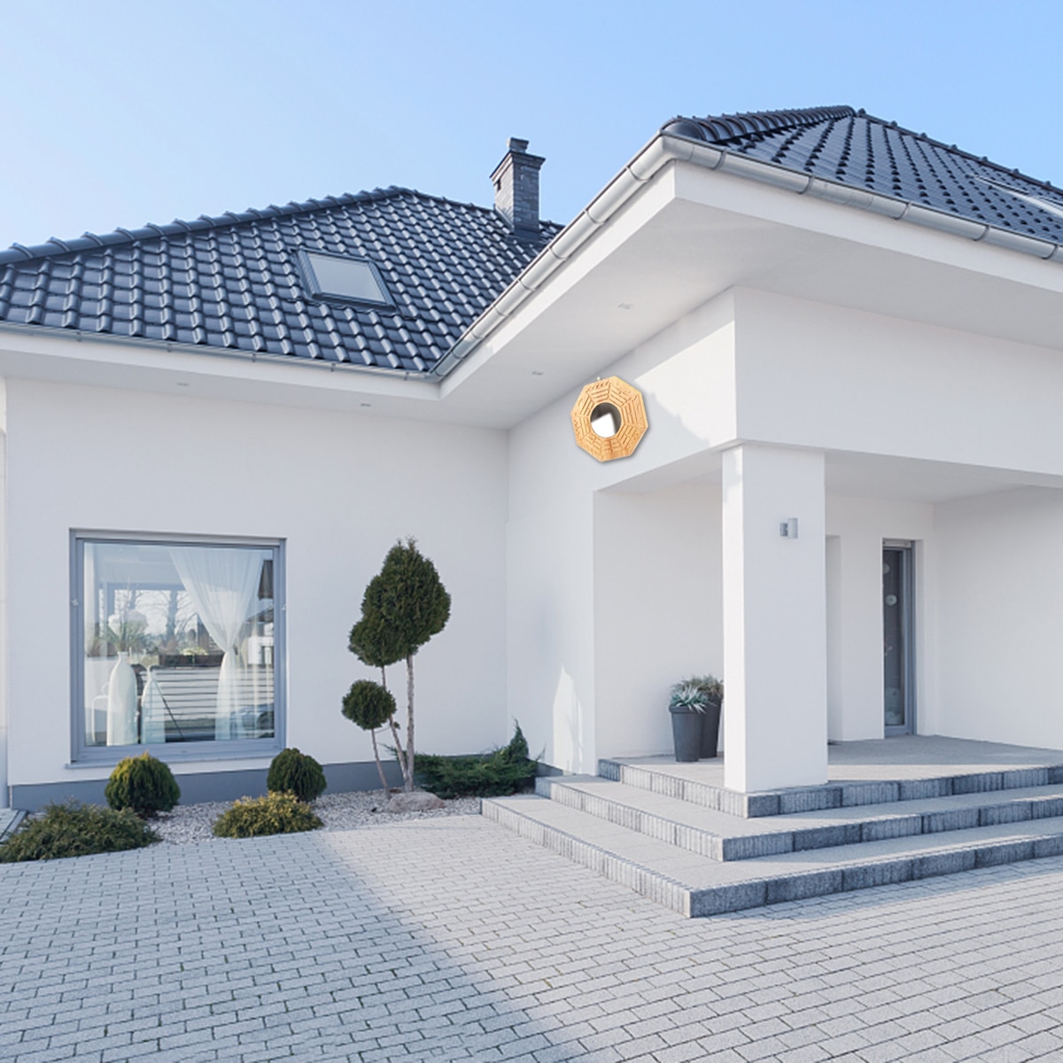 Traditional Chinese Feng Shui Bagua Mirror Wooden Lucky Dent Convex Bagua FengShui Mirror Home Decoration Mirror