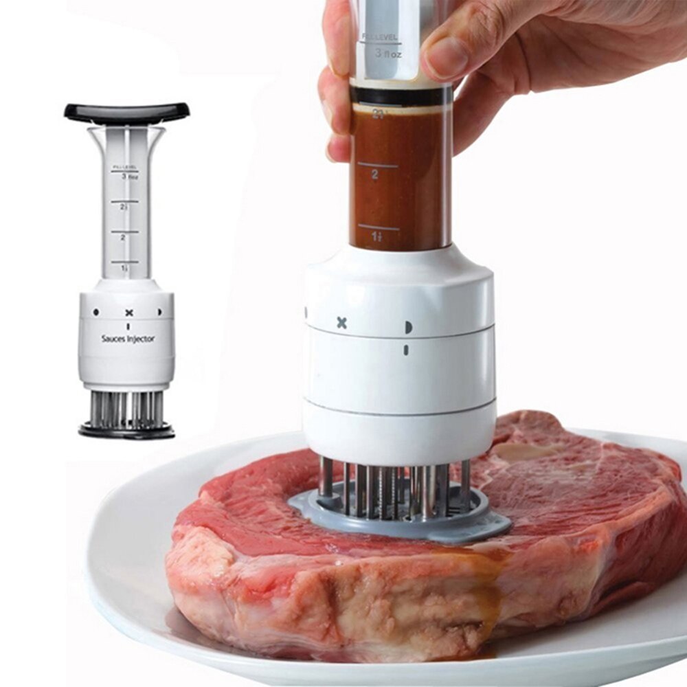 Roestvrij Staal Vlees Injector Naald Vleesvermalser Marinade Vlees Smaak Spuit Injectoren Keuken Vlees Gereedschap Bbq Party Gadgets